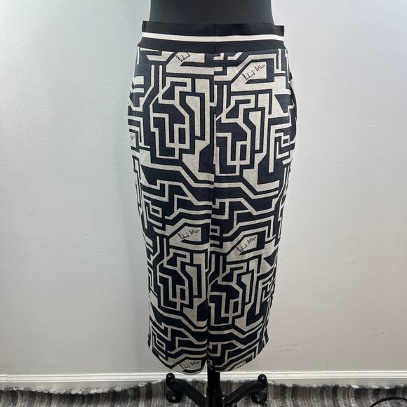Richard Allan x H&M Black White Midi Skirt Knit Geometric Elastic Waist Medium M - Picture 8 of 11